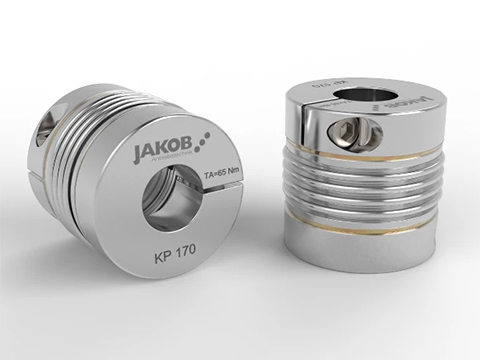 Metal bellows coupling with radial clamping hubs