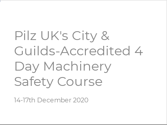 Last few places on Machinery Safety Course