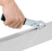 Hand tools open T-slots in covered aluminium profiles