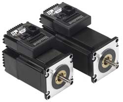 Integrated stepper units incorporate motor, drive and control
