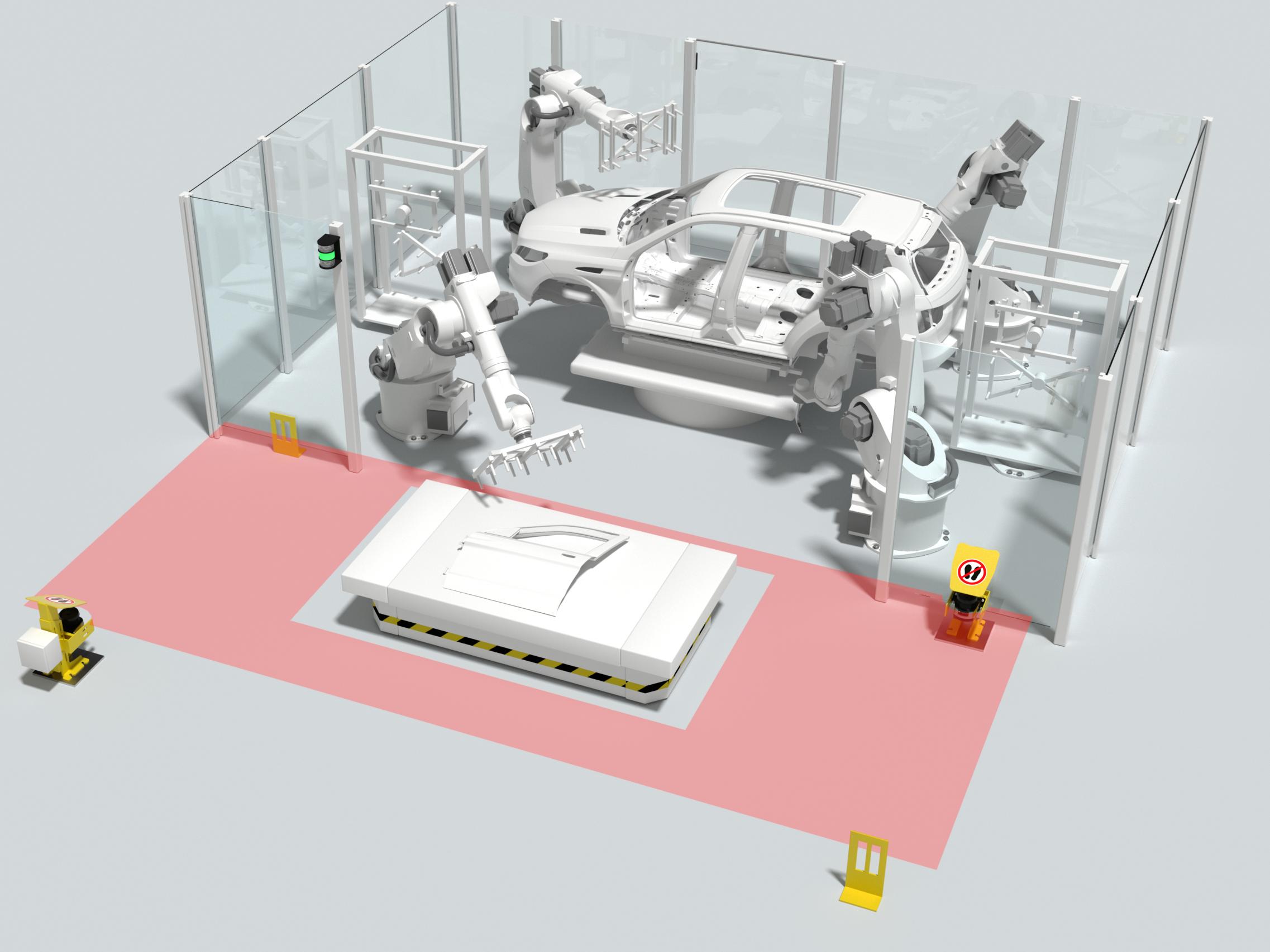 Dynamic safeguarding of AGV/robot transfer stations