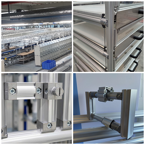 Aluminium and steel profile parts, kits and built solutions