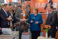 Chancellor Angela Merkel visits igus stand at the Hanover Fair
