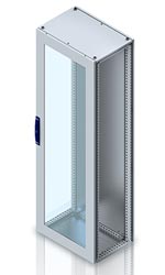 Floor standing enclosures with transparent door