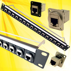 High-speed Cat6A connector 24mm XLR panel cut-out format