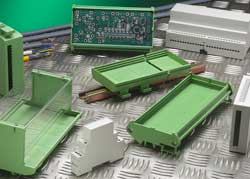 Customisable PCB housings mount directly on DIN rail