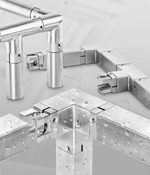 Frame structures for the food industry and in clean rooms