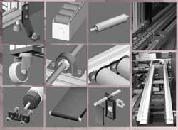 Range of modular belt and roller conveyor components
