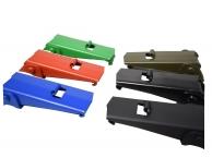 Coloured latches to match machine panels 
