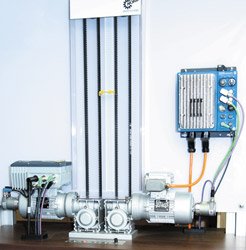 Decentralised frequency inverters for synchronised movement