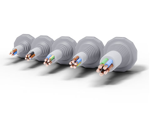 Round cable entries for snap-in and screwing