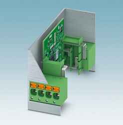 Orthogonal PCB terminal block for DIN rail devices